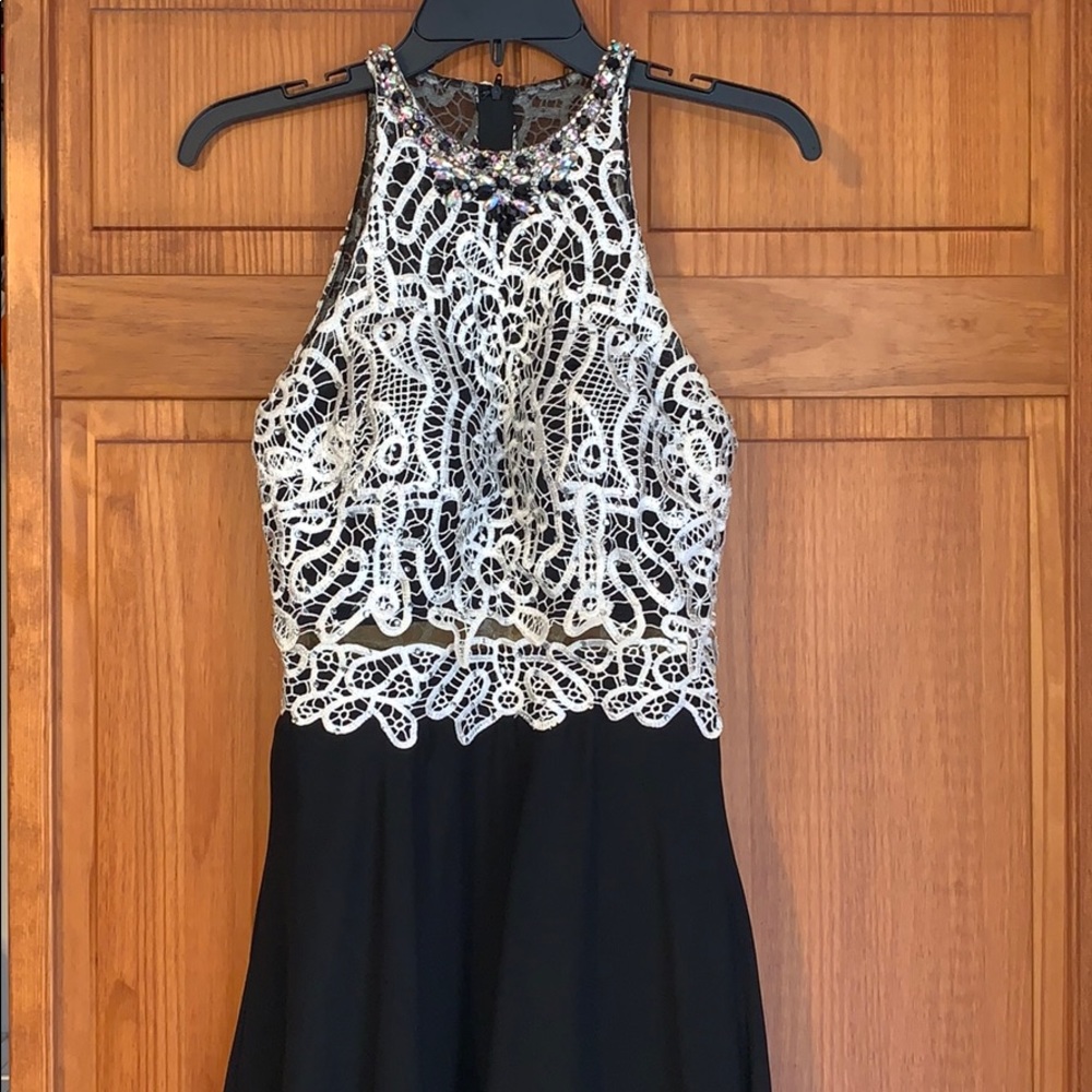 Black with Silver Detailing Prom Dress